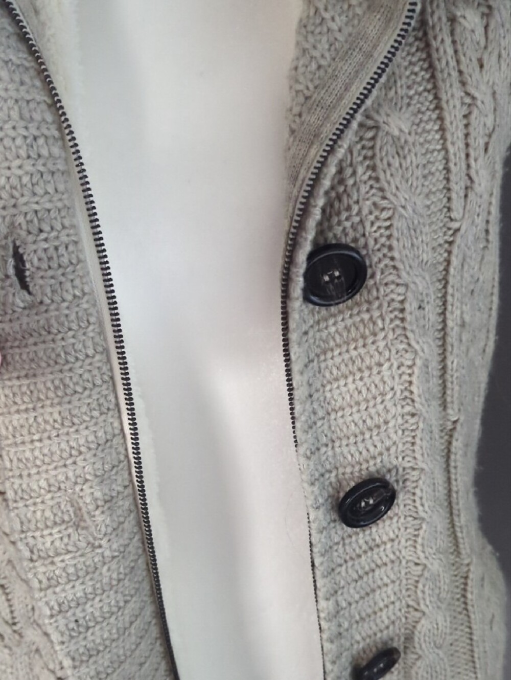 Ci Sono Light Taupe Cable Knit Sleeveless Hooded Cardigan - Picture 2 of 12